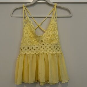 Yellow Lace Tank Top